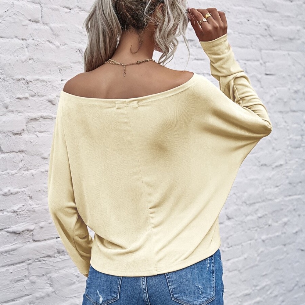 Pink off shoulder solid dolman sleeve top classic - Picture 9 of 15